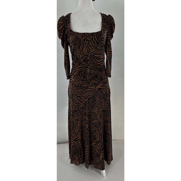 Diane Von Furstenberg Dresses & Skirts - Diane Von Furstenberg Maxi Dress Sz M Animal Print Mesh Rouched Party Event